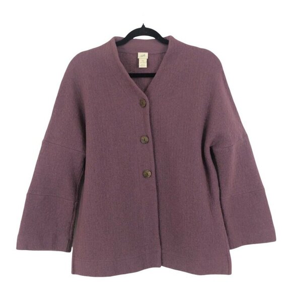 J. Jill Womens Size XS Wool Blend Purple Button Front Cardigan Jacket - Picture 1 of 4
